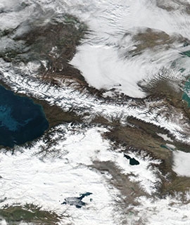 Snow along the Caucasus Mountains - feature grid