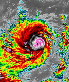 Tropical Cyclone Amphan in the Bay of Bengal on 18 May 2020 at 12:10 UTC (Himawari-8/Clean IR) - Feature Grid