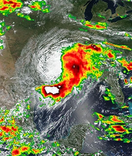 Tropical Storm Barry over Louisiana and Mississippi - feature grid