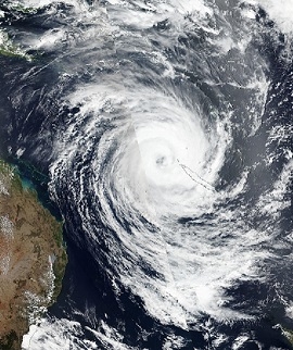Tropical Cyclone Oma, East of Australia - feature grid