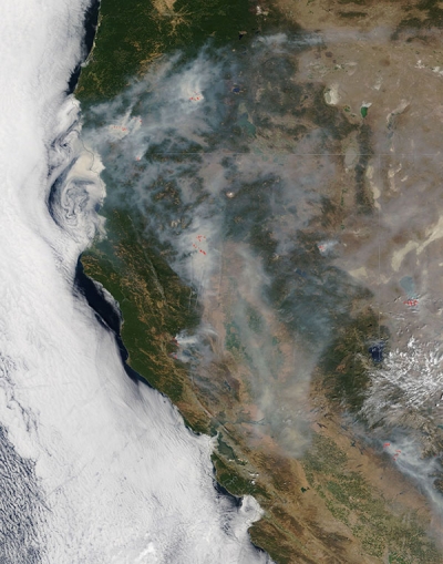 Smoke from fires in western USA