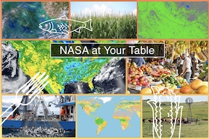 Collage of images showing crops and food with "NASA at Your Table" in the center