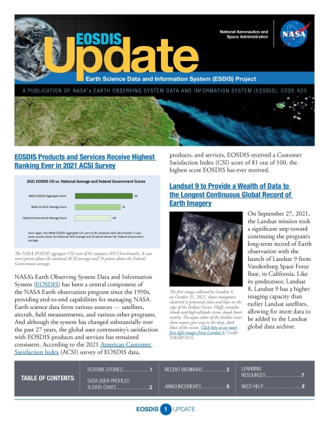 cover of Winter 2022 EOSDIS newsletter