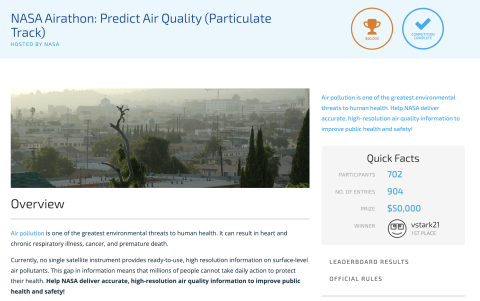 NASA Airathon particulate matter home page