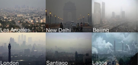 Air Quality in Los Angeles, New Delhi, Beijing, London, Santiago, Lagos