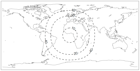 MSG SEVIRI coverage map covering Europe and Africa