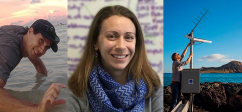 Three panel image of headshots of scientists using EOSDIS data for sea level research