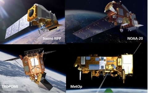 The next-generation satellite instruments that will continue the OMI data record include the OMPS instruments aboard Suomi NPP and NOAA-20, the GOME-2 instrument on ESA's MetOp series of satellites, and ESA's TROPOMI spacecraft.