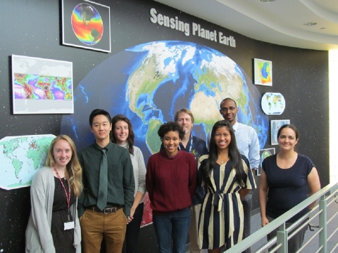 Image of the five summer interns supporting the ESDIS Project Office and their mentors.