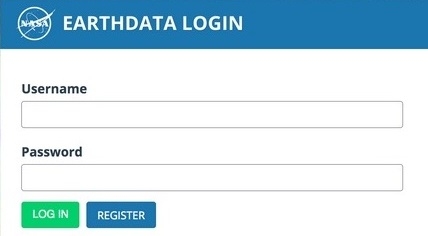 Earthdata Login box