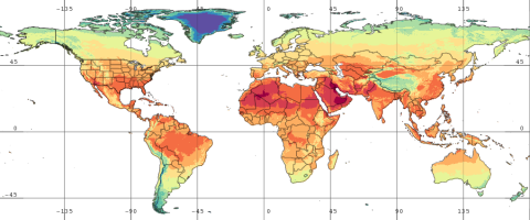Sample image from new FLDAS monthly average surface temperature data set.