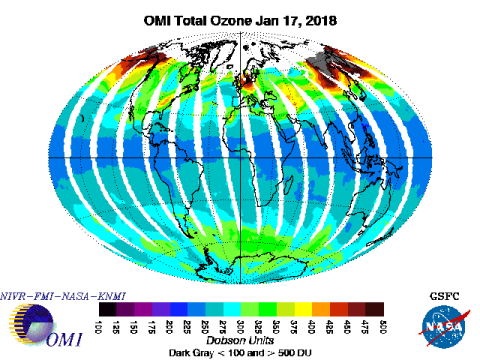 OMI global total ozone image