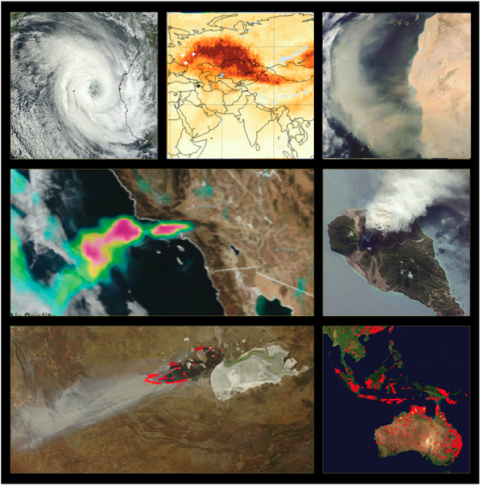 Image shows a wide variety of natural and man-made phenomena monitored by NASA's Land, Atmosphere Near real-time Capability for EOS (LANCE).