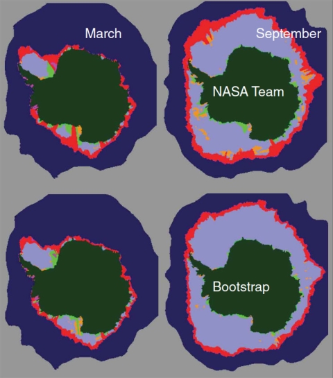 Data image showing Antarctic sea ice classfication during March and September
