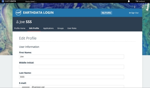 Earthdata Login Profile Page