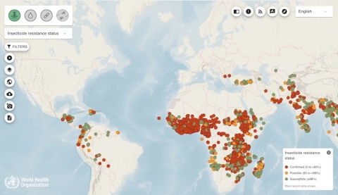 Monitoring insecticide resistance in malaria vectors is essential. 80 of 89 malaria-endemic countries reported monitoring for insecticide resistance between 2010 and 2017. The extent and quality of data varies between countries. This map shows the status for these countries and whether insecticide resistance has been confirmed, is possible, or is susceptible. Credit: World Health Organization