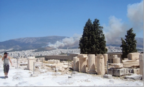 Acropolis smoke plumes