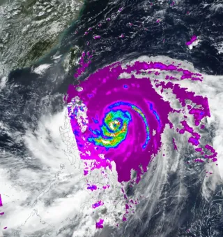 AMSR-2 rainfall data from Typhoon Mangkhut acquired 9/14/18.