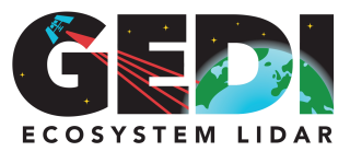 gedi logo with words GEDI across white background and words ecosystem lidar below
