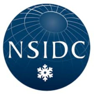 The logo for the National Snow and Ice Data Center, which features a blue orb (representing Earth), with faded latitude and longitude lines, the letters NSIDC, and snowflake.