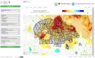 Drought Severity Evaluation Tool map showing the six-month SPI within the Navajo Nation