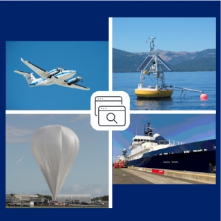 Collage of plane, buoy, balloon and ship - various platforms for in-situ and airborne sensors.