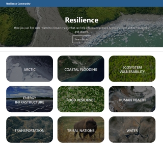 Screenshot of the Geoplatform Resilience web site.
