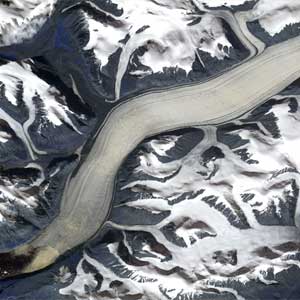 Satellite photo of Umiamiko Glacier in Greenland