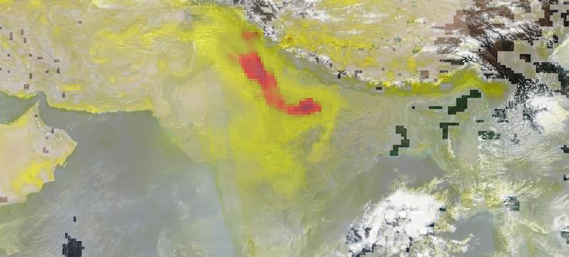 High Aerosol Index Over Northern India on 9 November 2020 (Suomi NPP/OMPS)
