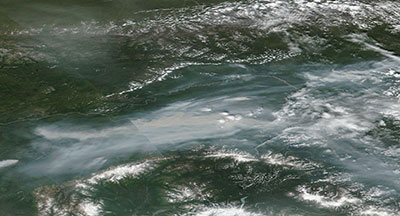 True color image of Fires in Alaska on 7 July 2019 (Suomi-NPP/VIIRS)