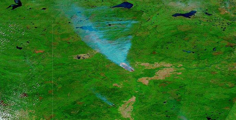 Wildfires in Alberta, Canada on 19 May 2019 (MODIS/Terra)