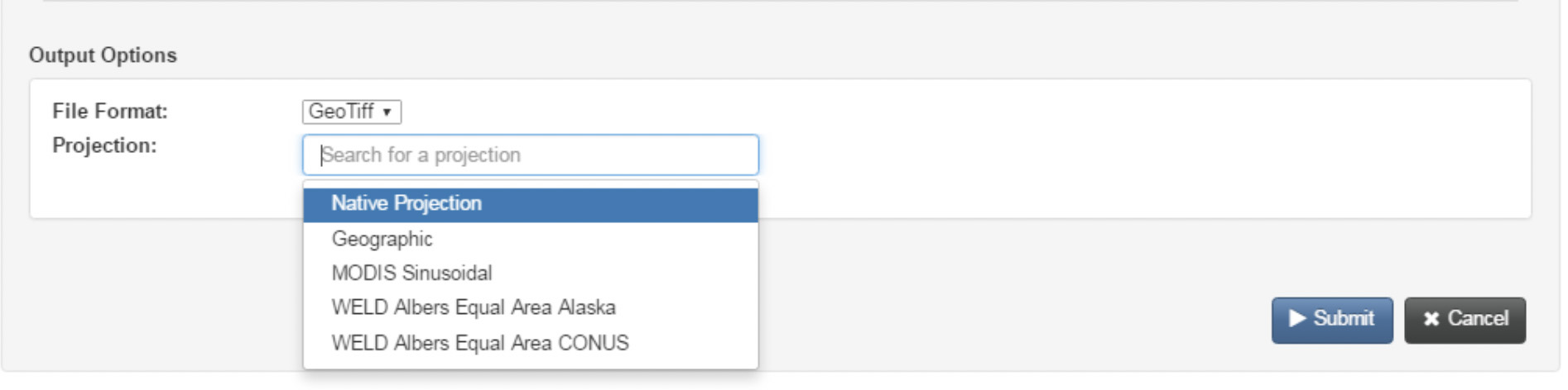 If GeoTIFF is selected, you must select a projection
