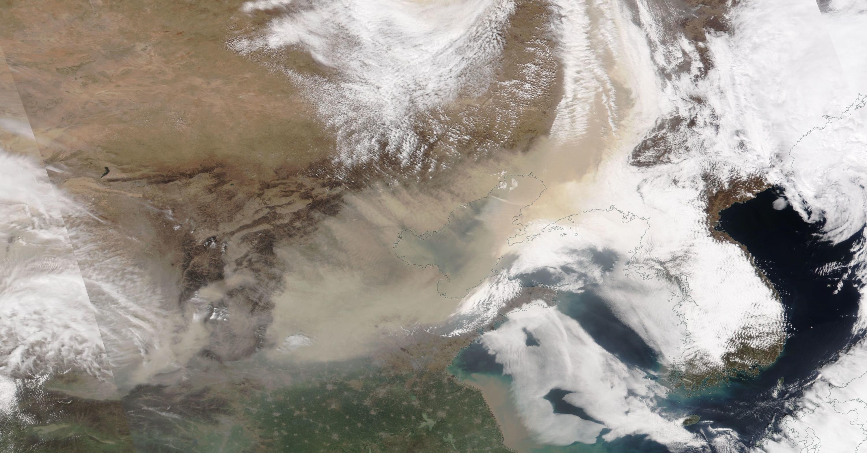Dust Storm in China on 28 March 20201 (NOAA-20/VIIRS)