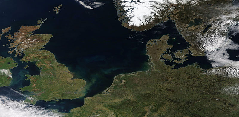 Clear Skies over the North Sea and surrounding countries (Terra/MODIS)