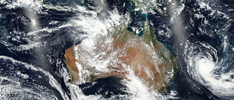 Cyclone Kelvin over western Australia on 18 February 2018 (Suomi-NPP/VIIRS)