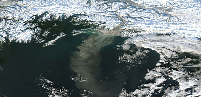 Dust Storm off Southern Alaska on 18 November 2017 (MODIS/Aqua)