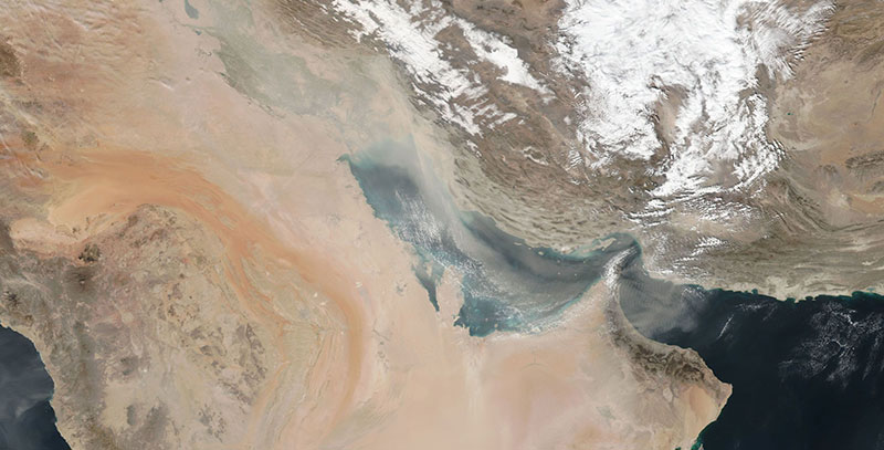Dust Storm in the Persian Gulf on 21 January 2018 (Suomi-NPP/VIIRS)