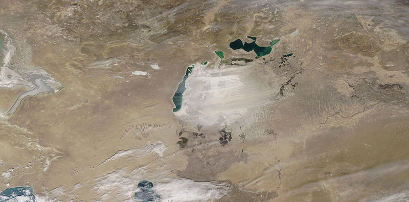 Dust storm over the Aral Sea on 23 March 2020 (MODIS/Terra)