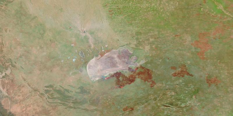 Etosha Pan, Namibia on 18 October 2020 (Terra/MODIS)