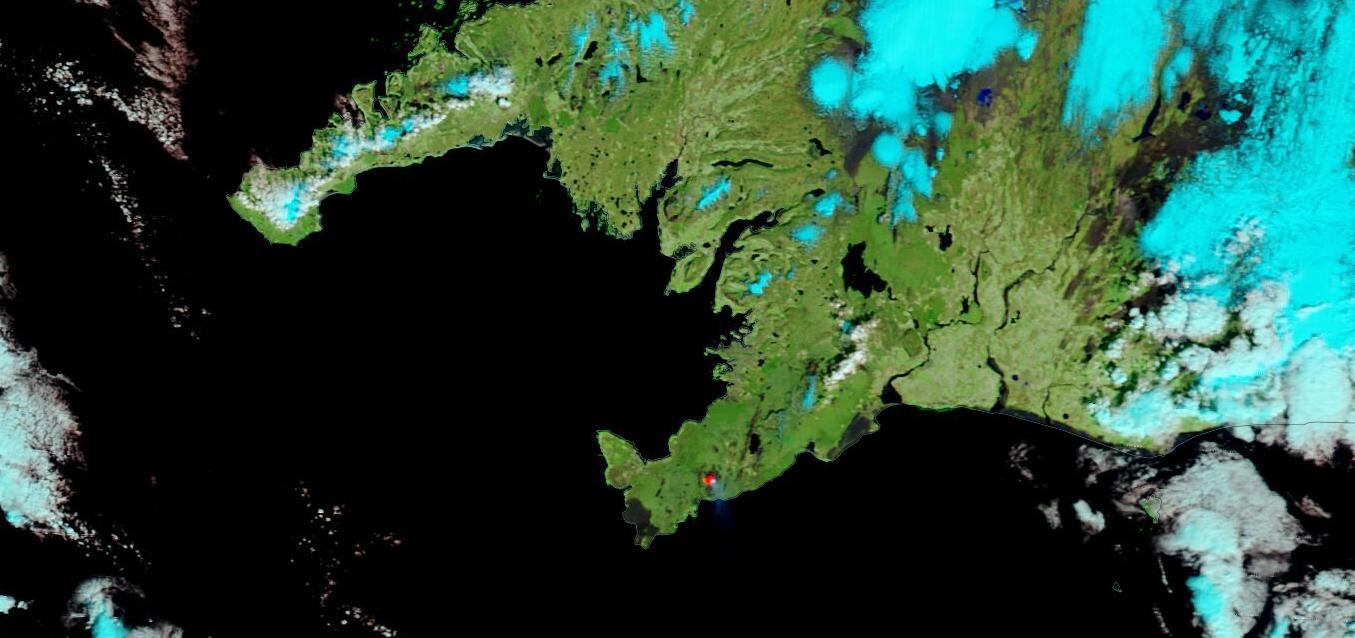 Eruption at Mount Fagradalsfjall, Iceland on 11 May 2021 (Terra/MODIS)