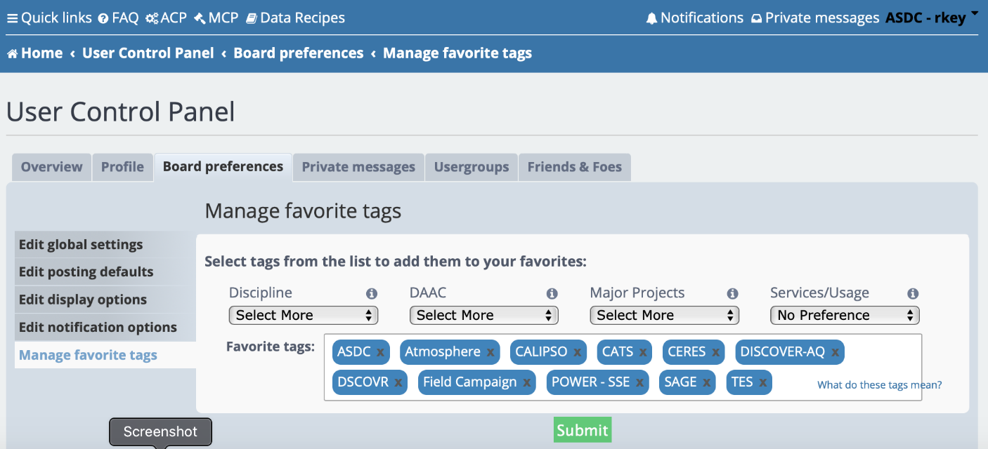 Earthdata Forum Favorite Tags Feature- Cover Image
