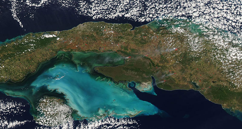 Fires in Cuba on 1 March 2020 (MODIS/Aqua)