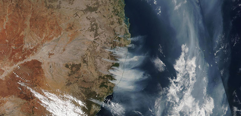 Fires in New South Wales, Australia on 12 November 2019 (Suomi-NPP/VIIRS)