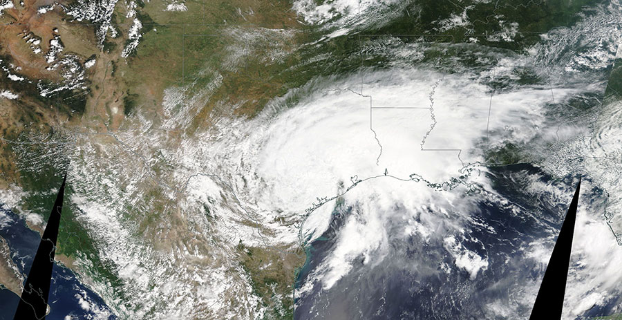 Hurricane Harvey over Texas, USA on 27 August 2017 (MODIS/Terra)