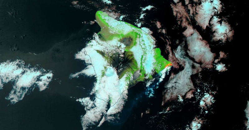 Lava from the Kilauea Volcano, Hawaii on 10 June 2018 (Suomi-NPP/VIIRS)