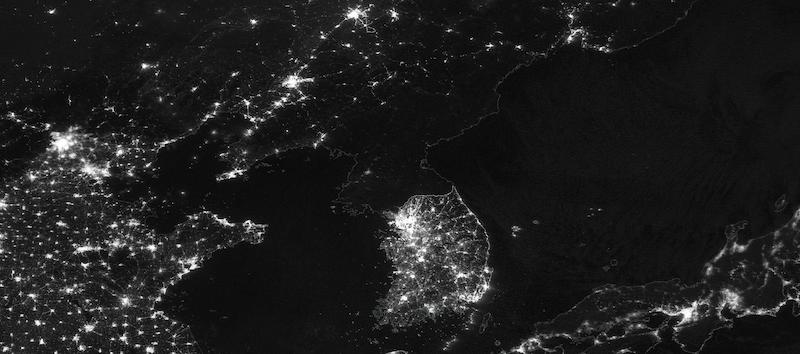 Korean Peninsula at Night on 18 January 2021 (Suomi NPP/VIIRS)