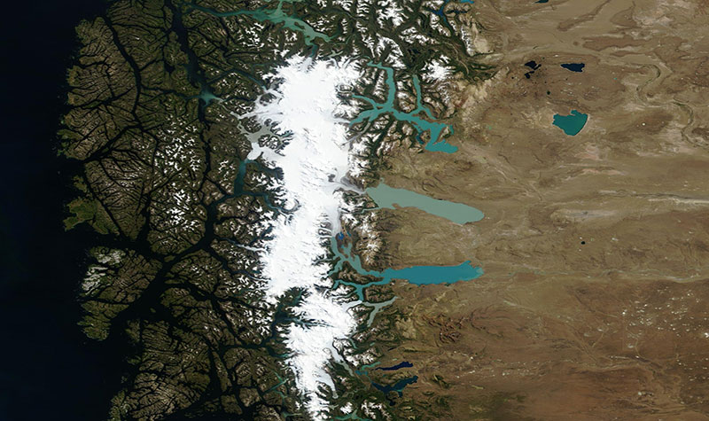 Los Glaciares National Park, Argentina on 4 February 2019 (Terra/MODIS)