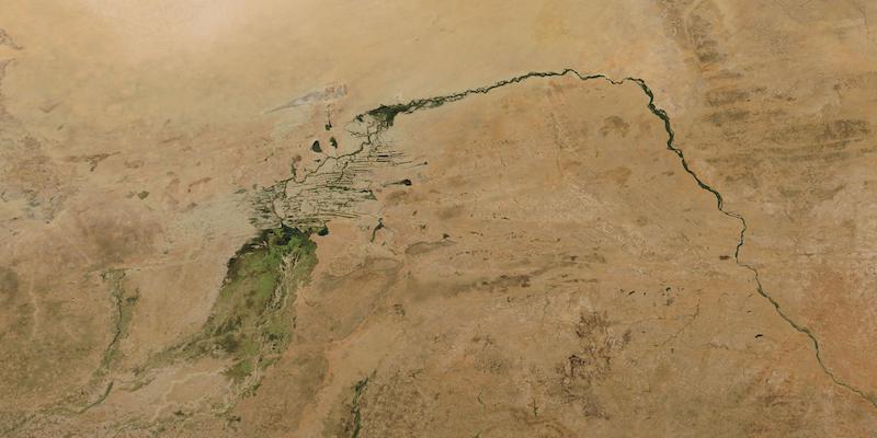 Inner Niger Delta and Niger River, Mali on 3 January 2021 (Aqua/MODIS)
