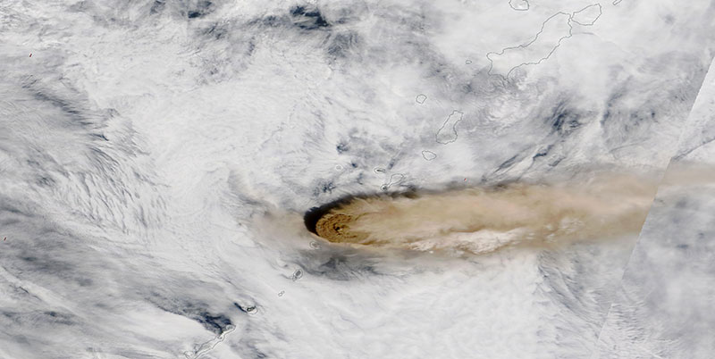 Eruption of Raikoke Volcano on 22 June 2019 (Terra/MODIS)