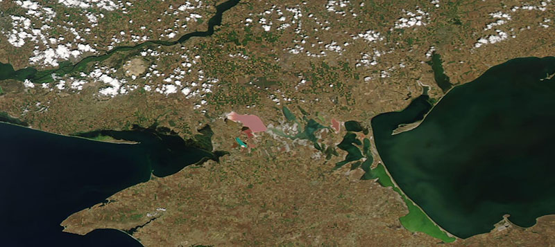 Sivash, Crimean Peninsula on 28 June 2020 (Aqua/MODIS)